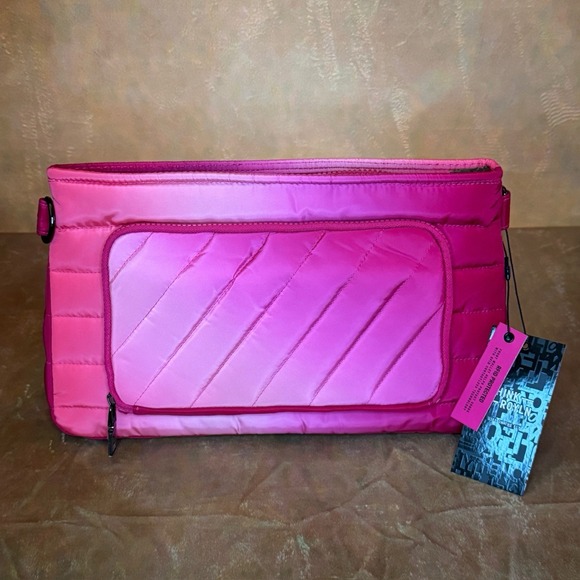 Think‎ Royln Pink Ombre Padded Nylon rectangular Crossbody Purse With Pouch NWT - Picture 4 of 5